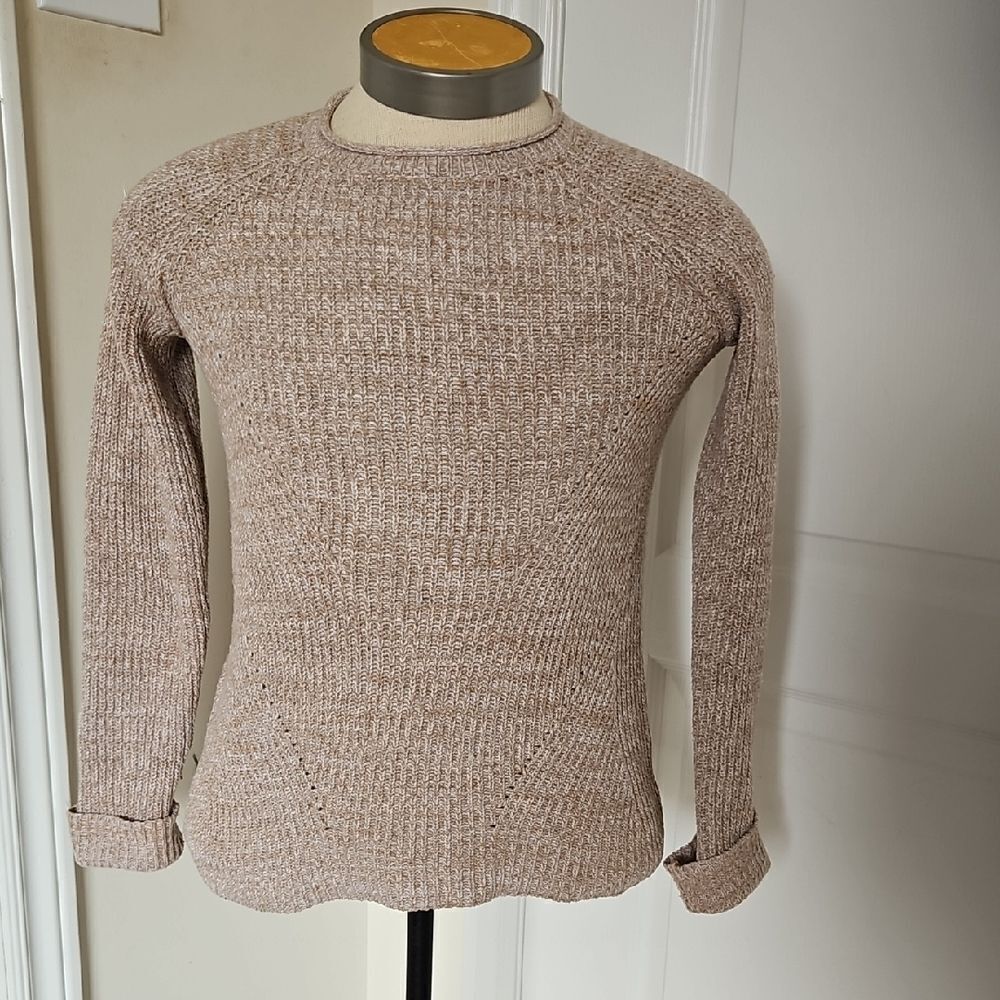 Style & Co. Tan Crewneck Sweater with Knitted Texture